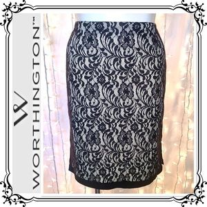 WORTHINGTON ⭐️ Black Lace Panel Pencil Skirt